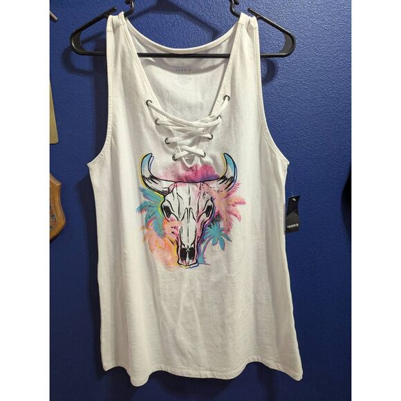 Sz 2 Torrid Lace Up Bull Skull Tank NWT - Picture 1 of 9